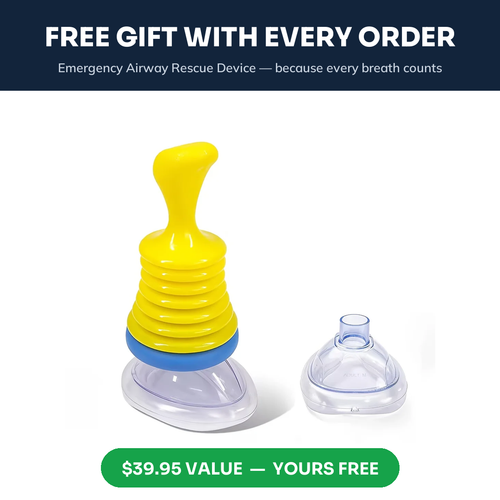 FREE gift with every order — Emergency Airway Rescue Device, $39.95 value