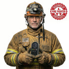 Firefighter holding SecureBreath gas and CO detector (US)